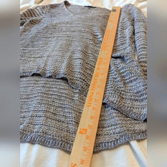 Eileen Fisher High Low Drapey Metallic Sparkly Linen Open Knit Sweater Tan Sz M - Picture 6 of 8